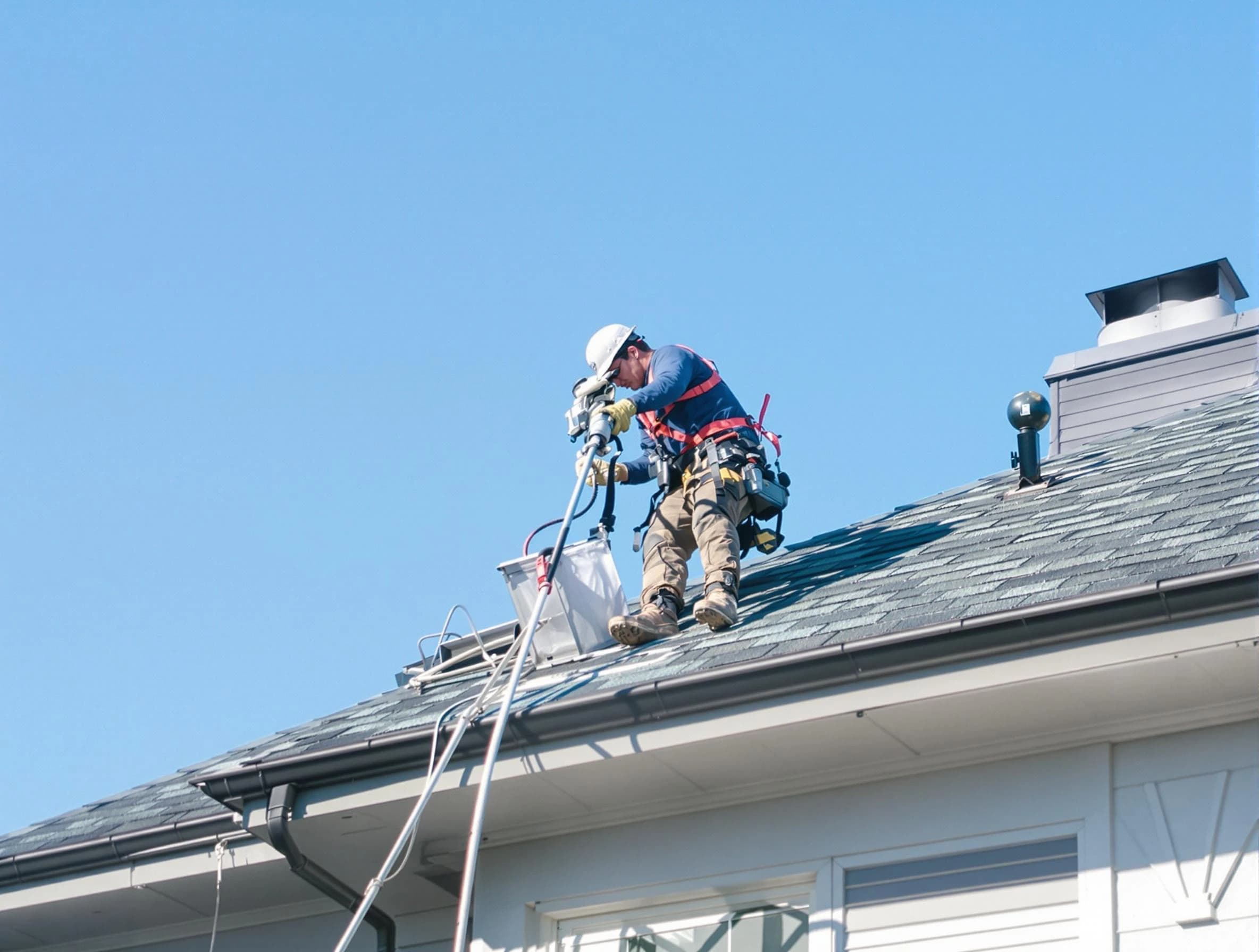 North Decatur Dryer Vent Cleaning certified technician cleaning a roof-mounted dryer vent system in North Decatur