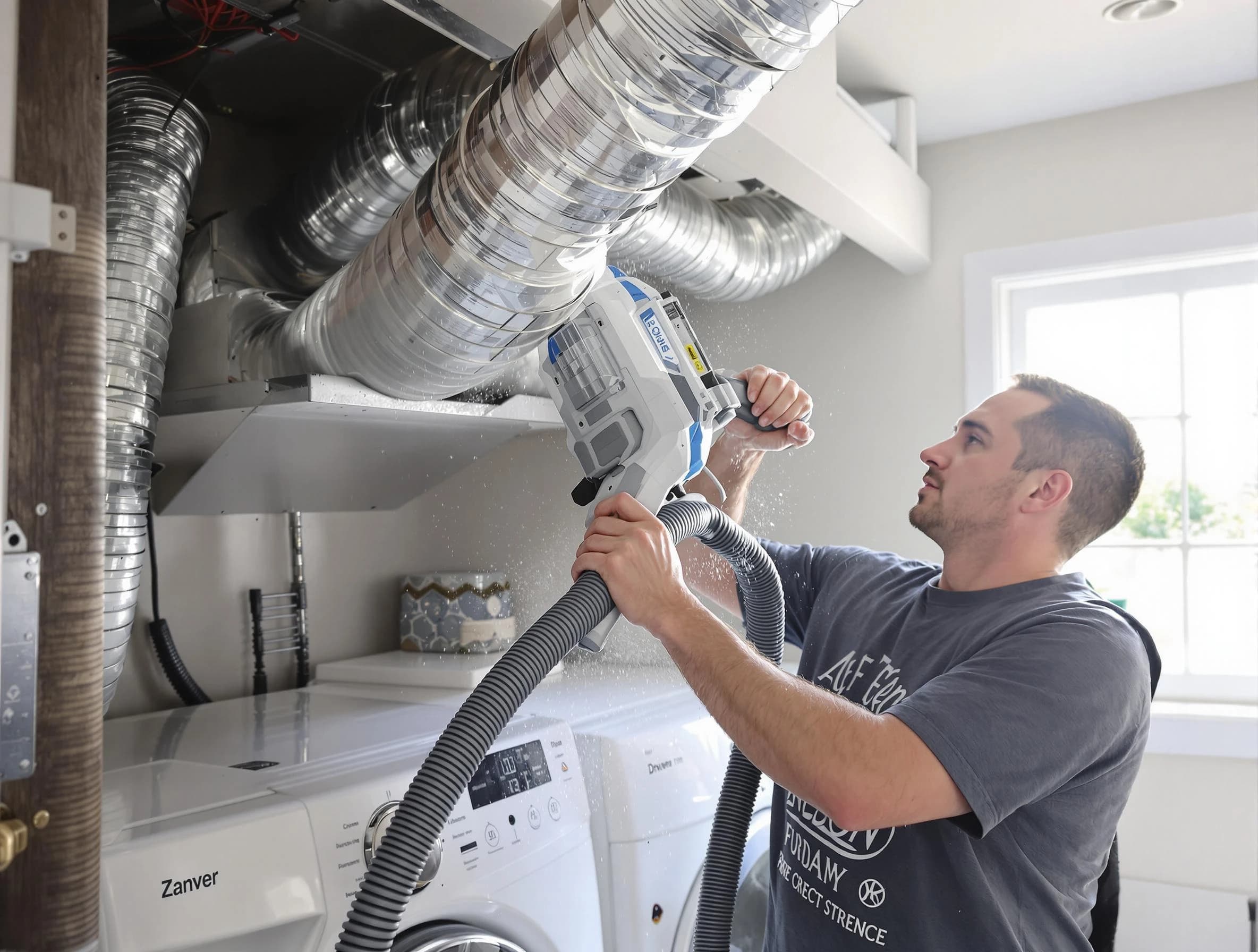 North Decatur Dryer Vent Cleaning specialist cleaning deep within a dryer vent duct system in North Decatur