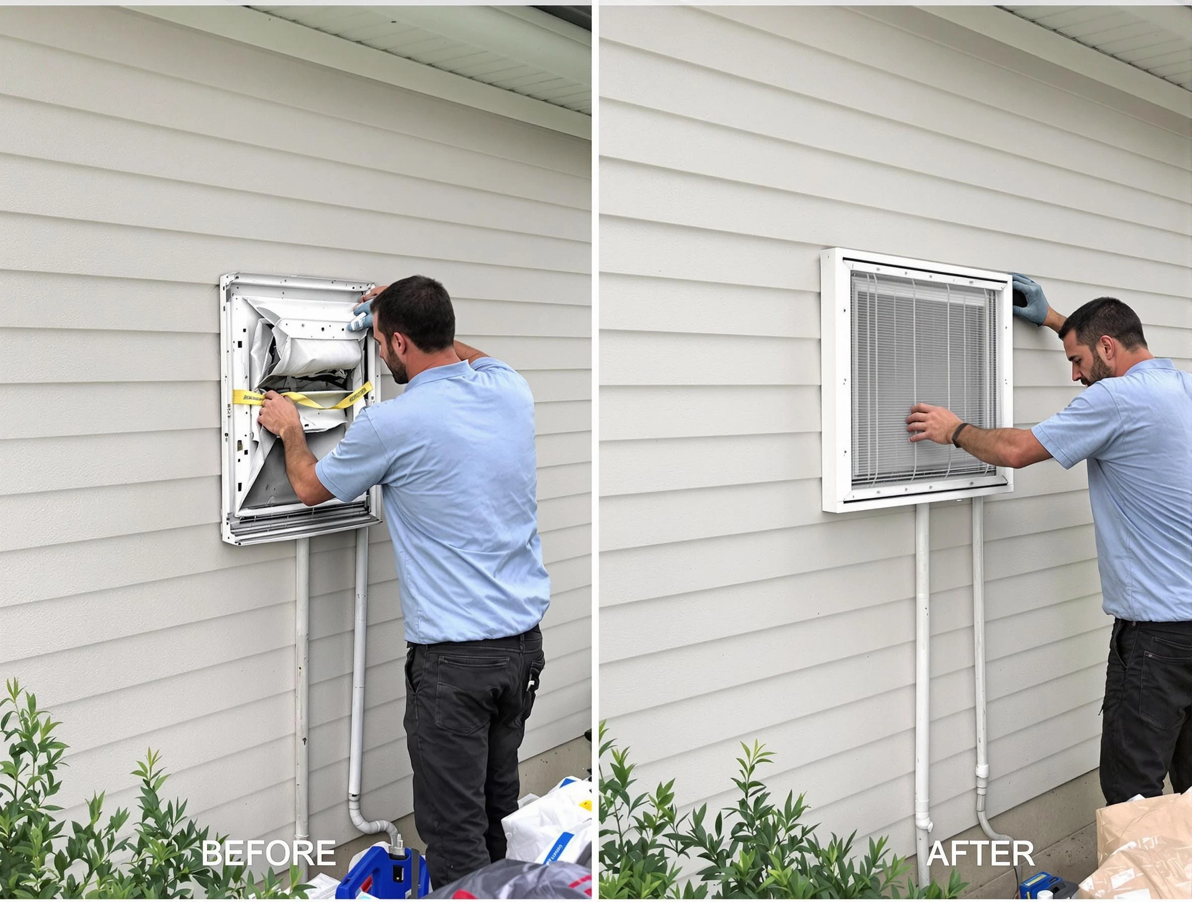 North Decatur Dryer Vent Cleaning technician installing high-quality dryer vent cover at a residential property in North Decatur